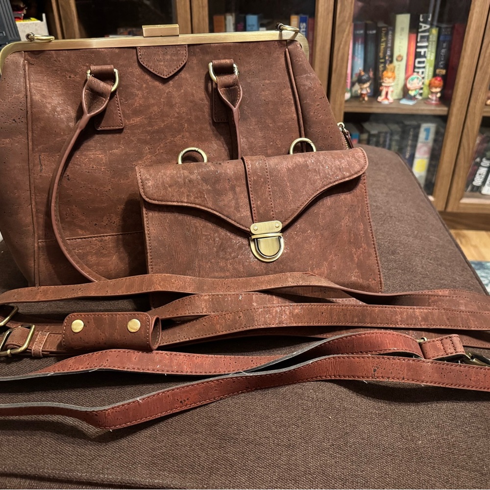 Brown Cork Leather Laflore Paris Doquintin Bag